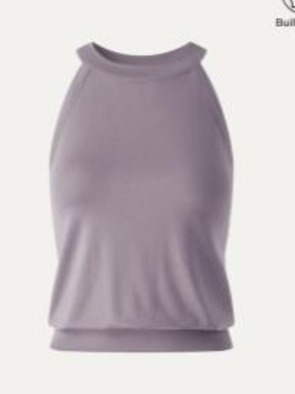 NWT OGL Halter Neck Banded Hem Bra Tank, purple fog, medium
